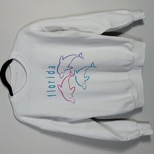 Y2K Vintage Women Florida Dolphins Sweatshirt Size S/M Crewneck Coastal Beachy